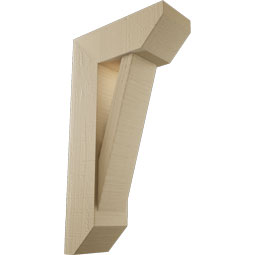Ekena Millwork - BKTUR0554X14X26TRA06RCPR - Timberthane Faux Wood Traditional Style Bracket w/ Offset Brace, Slat Ends, 5 1/2"W x 14"D x 26"H, Primed Tan