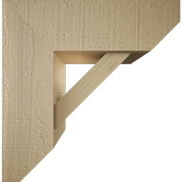 Ekena Millwork - BKTUR0554X16X16TRA06RCPR - Timberthane Faux Wood Traditional Style Bracket w/ Offset Brace, Slat Ends, 5 1/2"W x 16"D x 16"H, Primed Tan