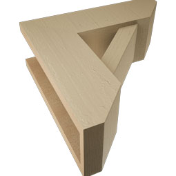 Ekena Millwork - BKTUR0554X16X16TRA06RCPR - Timberthane Faux Wood Traditional Style Bracket w/ Offset Brace, Slat Ends, 5 1/2"W x 16"D x 16"H, Primed Tan