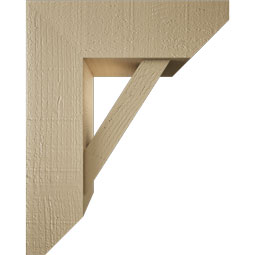 Ekena Millwork - BKTUR0554X16X20TRA06RCPR - Timberthane Faux Wood Traditional Style Bracket w/ Offset Brace, Slat Ends, 5 1/2"W x 16"D x 20"H, Primed Tan