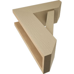 Ekena Millwork - BKTUR0554X16X20TRA06RCPR - Timberthane Faux Wood Traditional Style Bracket w/ Offset Brace, Slat Ends, 5 1/2"W x 16"D x 20"H, Primed Tan