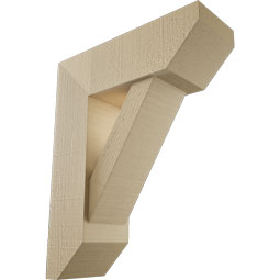 Ekena Millwork - BKTUR0554X16X20TRA06RCPR - Timberthane Faux Wood Traditional Style Bracket w/ Offset Brace, Slat Ends, 5 1/2"W x 16"D x 20"H, Primed Tan