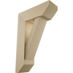 Ekena Millwork - BKTUR0554X16X24TRA06RCPR - Timberthane Faux Wood Traditional Style Bracket w/ Offset Brace, Slat Ends, 5 1/2"W x 16"D x 24"H, Primed Tan