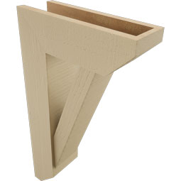 Ekena Millwork - BKTUR0554X16X28TRA06RCPR - Timberthane Faux Wood Traditional Style Bracket w/ Offset Brace, Slat Ends, 5 1/2"W x 16"D x 28"H, Primed Tan