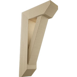 Ekena Millwork - BKTUR0554X16X28TRA06RCPR - Timberthane Faux Wood Traditional Style Bracket w/ Offset Brace, Slat Ends, 5 1/2"W x 16"D x 28"H, Primed Tan