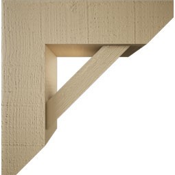 Ekena Millwork - BKTUR0554X18X18TRA06RCPR - Timberthane Faux Wood Traditional Style Bracket w/ Offset Brace, Slat Ends, 5 1/2"W x 18"D x 18"H, Primed Tan