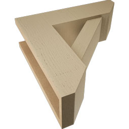Ekena Millwork - BKTUR0554X18X18TRA06RCPR - Timberthane Faux Wood Traditional Style Bracket w/ Offset Brace, Slat Ends, 5 1/2"W x 18"D x 18"H, Primed Tan