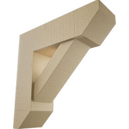 Ekena Millwork - BKTUR0554X18X18TRA06RCPR - Timberthane Faux Wood Traditional Style Bracket w/ Offset Brace, Slat Ends, 5 1/2"W x 18"D x 18"H, Primed Tan