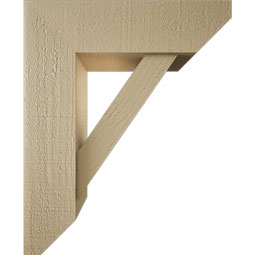 Ekena Millwork - BKTUR0554X18X22TRA06RCPR - Timberthane Faux Wood Traditional Style Bracket w/ Offset Brace, Slat Ends, 5 1/2"W x 18"D x 22"H, Primed Tan