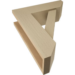 Ekena Millwork - BKTUR0554X18X22TRA06RCPR - Timberthane Faux Wood Traditional Style Bracket w/ Offset Brace, Slat Ends, 5 1/2"W x 18"D x 22"H, Primed Tan