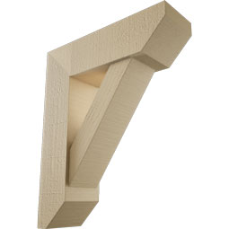 Ekena Millwork - BKTUR0554X18X22TRA06RCPR - Timberthane Faux Wood Traditional Style Bracket w/ Offset Brace, Slat Ends, 5 1/2"W x 18"D x 22"H, Primed Tan