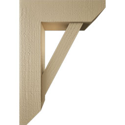 Ekena Millwork - BKTUR0554X18X26TRA06RCPR - Timberthane Faux Wood Traditional Style Bracket w/ Offset Brace, Slat Ends, 5 1/2"W x 18"D x 26"H, Primed Tan