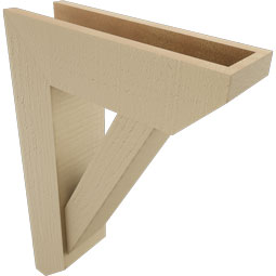 Ekena Millwork - BKTUR0554X18X26TRA06RCPR - Timberthane Faux Wood Traditional Style Bracket w/ Offset Brace, Slat Ends, 5 1/2"W x 18"D x 26"H, Primed Tan