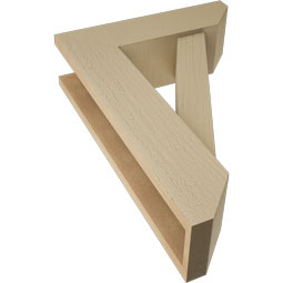 Ekena Millwork - BKTUR0554X18X26TRA06RCPR - Timberthane Faux Wood Traditional Style Bracket w/ Offset Brace, Slat Ends, 5 1/2"W x 18"D x 26"H, Primed Tan