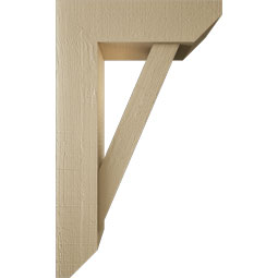 Ekena Millwork - BKTUR0554X18X30TRA06RCPR - Timberthane Faux Wood Traditional Style Bracket w/ Offset Brace, Slat Ends, 5 1/2"W x 18"D x 30"H, Primed Tan