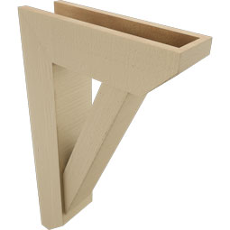 Ekena Millwork - BKTUR0554X18X30TRA06RCPR - Timberthane Faux Wood Traditional Style Bracket w/ Offset Brace, Slat Ends, 5 1/2"W x 18"D x 30"H, Primed Tan