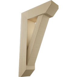 Ekena Millwork - BKTUR0554X18X30TRA06RCPR - Timberthane Faux Wood Traditional Style Bracket w/ Offset Brace, Slat Ends, 5 1/2"W x 18"D x 30"H, Primed Tan