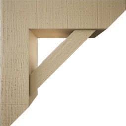 Ekena Millwork - BKTUR0554X20X20TRA06RCPR - Timberthane Faux Wood Traditional Style Bracket w/ Offset Brace, Slat Ends, 5 1/2"W x 20"D x 20"H, Primed Tan
