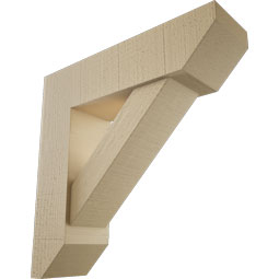 Ekena Millwork - BKTUR0554X20X20TRA06RCPR - Timberthane Faux Wood Traditional Style Bracket w/ Offset Brace, Slat Ends, 5 1/2"W x 20"D x 20"H, Primed Tan