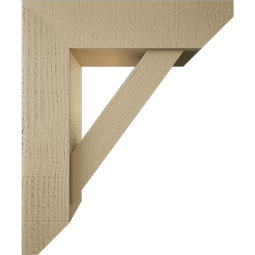 Ekena Millwork - BKTUR0554X20X24TRA06RCPR - Timberthane Faux Wood Traditional Style Bracket w/ Offset Brace, Slat Ends, 5 1/2"W x 20"D x 24"H, Primed Tan