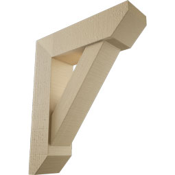 Ekena Millwork - BKTUR0554X20X24TRA06RCPR - Timberthane Faux Wood Traditional Style Bracket w/ Offset Brace, Slat Ends, 5 1/2"W x 20"D x 24"H, Primed Tan
