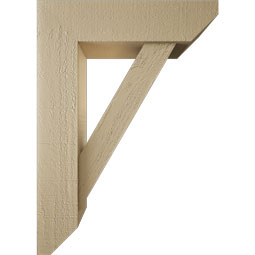 Ekena Millwork - BKTUR0554X20X28TRA06RCPR - Timberthane Faux Wood Traditional Style Bracket w/ Offset Brace, Slat Ends, 5 1/2"W x 20"D x 28"H, Primed Tan
