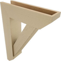 Ekena Millwork - BKTUR0554X20X28TRA06RCPR - Timberthane Faux Wood Traditional Style Bracket w/ Offset Brace, Slat Ends, 5 1/2"W x 20"D x 28"H, Primed Tan