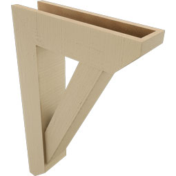 Ekena Millwork - BKTUR0554X20X32TRA06RCPR - Timberthane Faux Wood Traditional Style Bracket w/ Offset Brace, Slat Ends, 5 1/2"W x 20"D x 32"H, Primed Tan