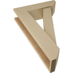 Ekena Millwork - BKTUR0554X20X32TRA06RCPR - Timberthane Faux Wood Traditional Style Bracket w/ Offset Brace, Slat Ends, 5 1/2"W x 20"D x 32"H, Primed Tan