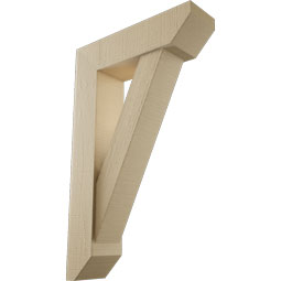 Ekena Millwork - BKTUR0554X20X32TRA06RCPR - Timberthane Faux Wood Traditional Style Bracket w/ Offset Brace, Slat Ends, 5 1/2"W x 20"D x 32"H, Primed Tan