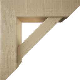 Ekena Millwork - BKTUR0554X22X22TRA06RCPR - Timberthane Faux Wood Traditional Style Bracket w/ Offset Brace, Slat Ends, 5 1/2"W x 22"D x 22"H, Primed Tan
