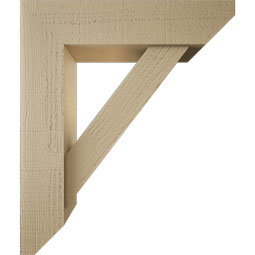 Ekena Millwork - BKTUR0554X22X26TRA06RCPR - Timberthane Faux Wood Traditional Style Bracket w/ Offset Brace, Slat Ends, 5 1/2"W x 22"D x 26"H, Primed Tan