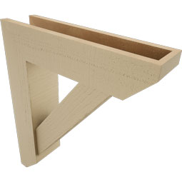 Ekena Millwork - BKTUR0554X22X26TRA06RCPR - Timberthane Faux Wood Traditional Style Bracket w/ Offset Brace, Slat Ends, 5 1/2"W x 22"D x 26"H, Primed Tan