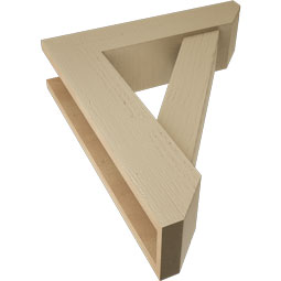 Ekena Millwork - BKTUR0554X22X26TRA06RCPR - Timberthane Faux Wood Traditional Style Bracket w/ Offset Brace, Slat Ends, 5 1/2"W x 22"D x 26"H, Primed Tan