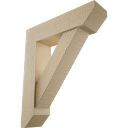 Ekena Millwork - BKTUR0554X22X26TRA06RCPR - Timberthane Faux Wood Traditional Style Bracket w/ Offset Brace, Slat Ends, 5 1/2"W x 22"D x 26"H, Primed Tan