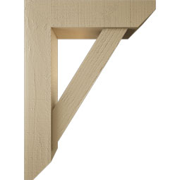 Ekena Millwork - BKTUR0554X22X30TRA06RCPR - Timberthane Faux Wood Traditional Style Bracket w/ Offset Brace, Slat Ends, 5 1/2"W x 22"D x 30"H, Primed Tan