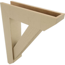 Ekena Millwork - BKTUR0554X22X30TRA06RCPR - Timberthane Faux Wood Traditional Style Bracket w/ Offset Brace, Slat Ends, 5 1/2"W x 22"D x 30"H, Primed Tan
