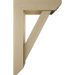 Ekena Millwork - BKTUR0554X22X34TRA06RCPR - Timberthane Faux Wood Traditional Style Bracket w/ Offset Brace, Slat Ends, 5 1/2"W x 22"D x 34"H, Primed Tan