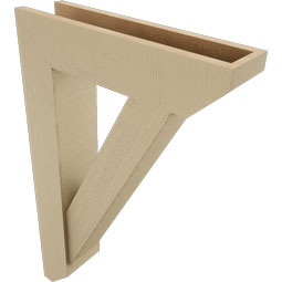 Ekena Millwork - BKTUR0554X22X34TRA06RCPR - Timberthane Faux Wood Traditional Style Bracket w/ Offset Brace, Slat Ends, 5 1/2"W x 22"D x 34"H, Primed Tan