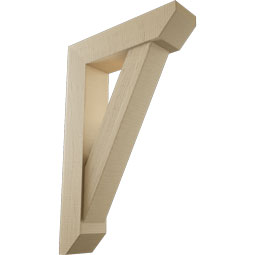 Ekena Millwork - BKTUR0554X22X34TRA06RCPR - Timberthane Faux Wood Traditional Style Bracket w/ Offset Brace, Slat Ends, 5 1/2"W x 22"D x 34"H, Primed Tan