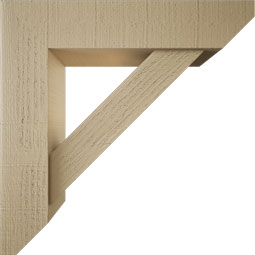 Ekena Millwork - BKTUR0554X24X24TRA06RCPR - Timberthane Faux Wood Traditional Style Bracket w/ Offset Brace, Slat Ends, 5 1/2"W x 24"D x 24"H, Primed Tan