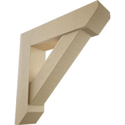 Ekena Millwork - BKTUR0554X24X24TRA06RCPR - Timberthane Faux Wood Traditional Style Bracket w/ Offset Brace, Slat Ends, 5 1/2"W x 24"D x 24"H, Primed Tan