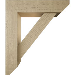 Ekena Millwork - BKTUR0554X24X28TRA06RCPR - Timberthane Faux Wood Traditional Style Bracket w/ Offset Brace, Slat Ends, 5 1/2"W x 24"D x 28"H, Primed Tan
