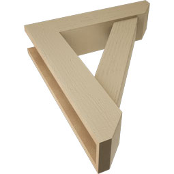 Ekena Millwork - BKTUR0554X24X28TRA06RCPR - Timberthane Faux Wood Traditional Style Bracket w/ Offset Brace, Slat Ends, 5 1/2"W x 24"D x 28"H, Primed Tan
