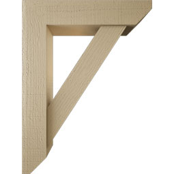 Ekena Millwork - BKTUR0554X24X32TRA06RCPR - Timberthane Faux Wood Traditional Style Bracket w/ Offset Brace, Slat Ends, 5 1/2"W x 24"D x 32"H, Primed Tan