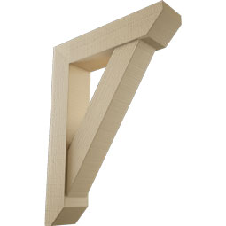 Ekena Millwork - BKTUR0554X24X32TRA06RCPR - Timberthane Faux Wood Traditional Style Bracket w/ Offset Brace, Slat Ends, 5 1/2"W x 24"D x 32"H, Primed Tan