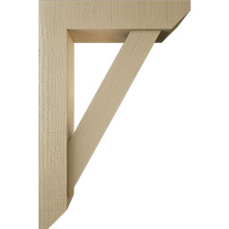Ekena Millwork - BKTUR0554X24X36TRA06RCPR - Timberthane Faux Wood Traditional Style Bracket w/ Offset Brace, Slat Ends, 5 1/2"W x 24"D x 36"H, Primed Tan
