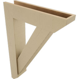 Ekena Millwork - BKTUR0554X24X36TRA06RCPR - Timberthane Faux Wood Traditional Style Bracket w/ Offset Brace, Slat Ends, 5 1/2"W x 24"D x 36"H, Primed Tan