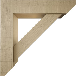 Ekena Millwork - BKTUR0554X26X26TRA06RCPR - Timberthane Faux Wood Traditional Style Bracket w/ Offset Brace, Slat Ends, 5 1/2"W x 26"D x 26"H, Primed Tan
