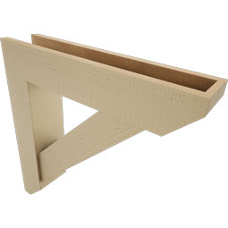 Ekena Millwork - BKTUR0554X26X26TRA06RCPR - Timberthane Faux Wood Traditional Style Bracket w/ Offset Brace, Slat Ends, 5 1/2"W x 26"D x 26"H, Primed Tan